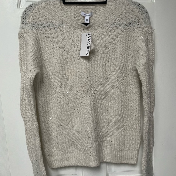 NWT Nine West Sweater in White with Silver Sequins for a little Bling! - Picture 2 of 5